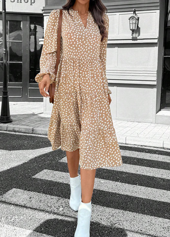 Бежева кежуал сукня SHEIN з абстрактним візерунком