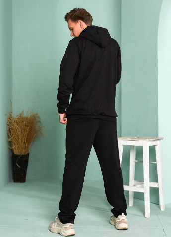 Черный демисезонный трикотажный удлиненный демисезонный спортивный костюм с капюшоном Tailer