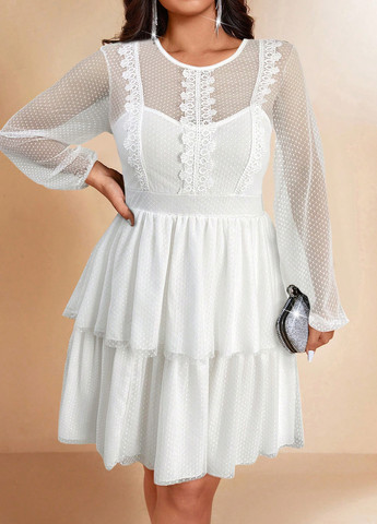 Белое кэжуал платье SHEIN однотонное