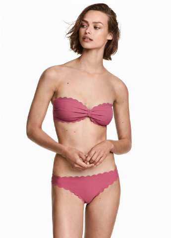Розовый летний купальник (лиф, трусы) бандо, раздельный H&M