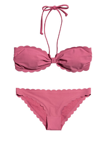 Розовый летний купальник (лиф, трусы) бандо, раздельный H&M