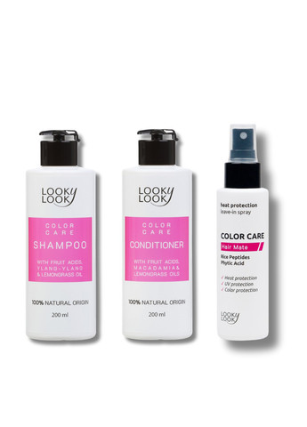 Комплексный уход для защиты цвета волос Color Care со спреем-термозащитой (3 пр.) Looky Look (311678353)