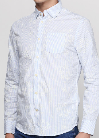 Голубой кэжуал рубашка в полоску Pepe Jeans с длинным рукавом