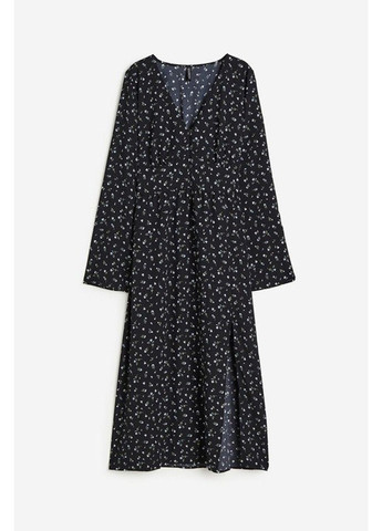 Черное кэжуал платье H&M с цветочным принтом