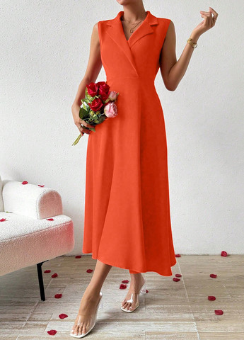 Помаранчева кежуал сукня кльош SHEIN однотонна