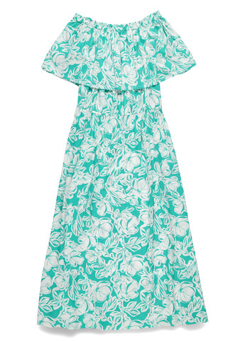 Зеленое кэжуал платье с открытыми плечами Studio с цветочным принтом