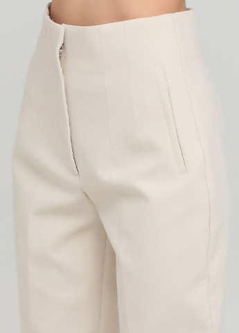 Светло-бежевые кэжуал демисезонные зауженные, укороченные брюки Zara