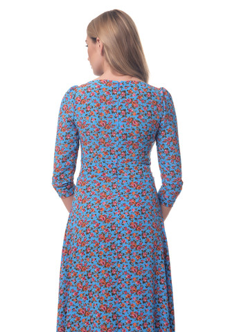 Голубое кэжуал платье клеш Arefeva с цветочным принтом