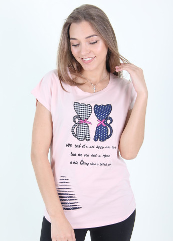 Светло-розовая летняя футболка Ladies Fasfion