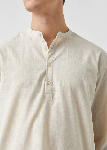 Светло-бежевая кэжуал рубашка однотонная KOTON