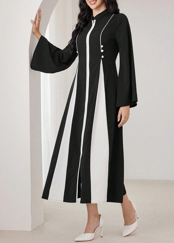 Черное кэжуал платье клеш SHEIN колор блок