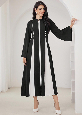 Черное кэжуал платье клеш SHEIN колор блок