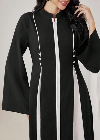 Черное кэжуал платье клеш SHEIN колор блок