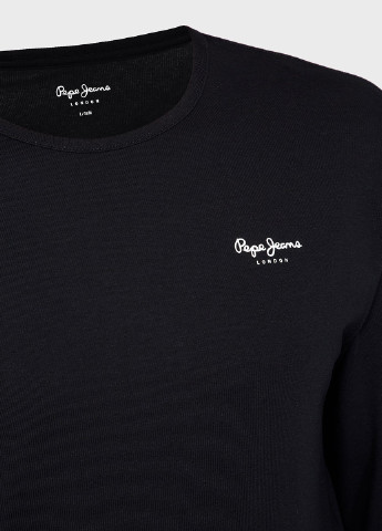 Лонгслів Pepe Jeans логотип чорний кежуали трикотаж, бавовна