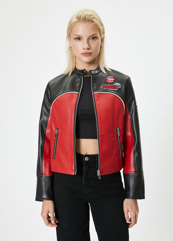 Черная демисезонная куртка байкерская KOTON