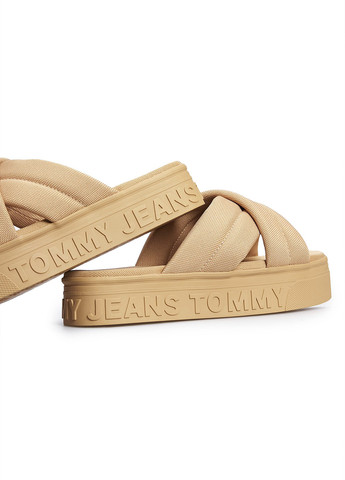 Бежевые шлепанцы Tommy Jeans с логотипом