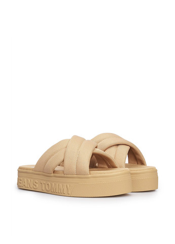 Бежевые шлепанцы Tommy Jeans с логотипом