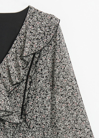 Черно-белое кэжуал платье House с цветочным принтом