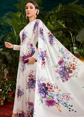 Комбінезон SHEIN комбінезон-брюки квітковий комбінований коктейльний поліестер