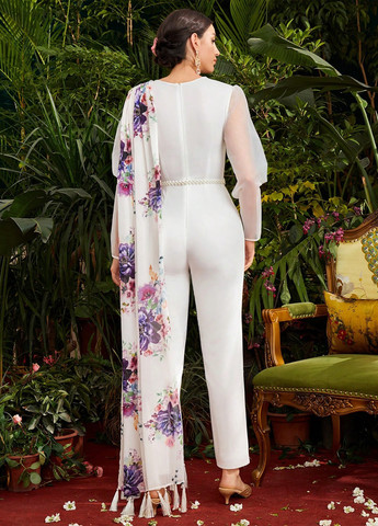 Комбінезон SHEIN комбінезон-брюки квітковий комбінований коктейльний поліестер