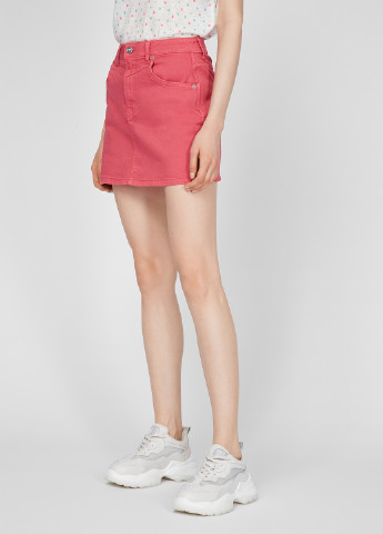 Розовая джинсовая однотонная юбка Pepe Jeans а-силуэта (трапеция)