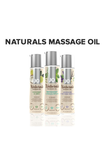 Массажное масло - Naturals Massage Oil - Peppermint&Eucalyptus с эфирными маслами (120 мл) System JO (254151944)