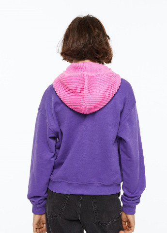 Свитшот H&M - крой надпись фиолетовый кэжуал - (255872007)