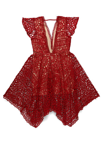 Темно-червона кежуал сукня кльош Love Triangle однотонна