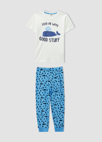 Голубая всесезон пижама (футболка, брюки) футболка + брюки DeFacto