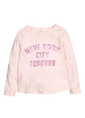 Лонгслів,рожевий з принтом, H&M (254866649)