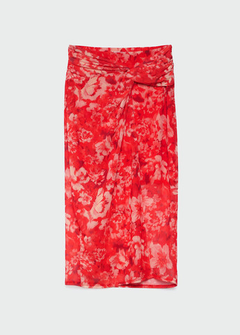 Красная кэжуал цветочной расцветки юбка Stradivarius