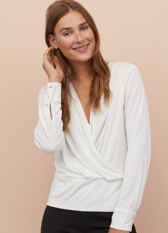Біла демісезонна блуза на запах H&M