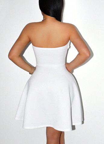 Белое праздничный, коктейльное платье бандо SHEIN однотонное