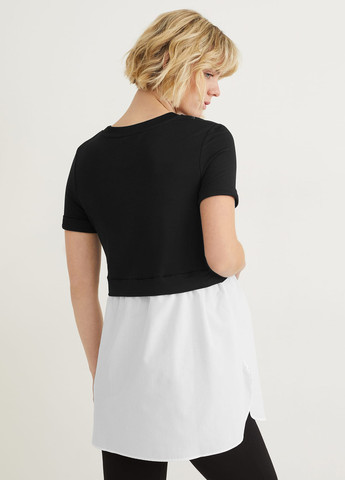 Черно-белая летняя блуза для беременных C&A