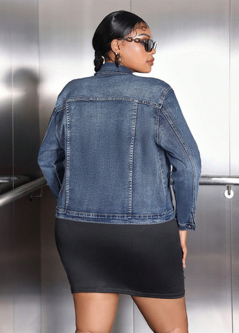 Синяя демисезонная куртка байкерская SHEIN