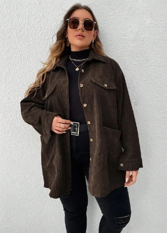 Коричневая кэжуал рубашка однотонная SHEIN