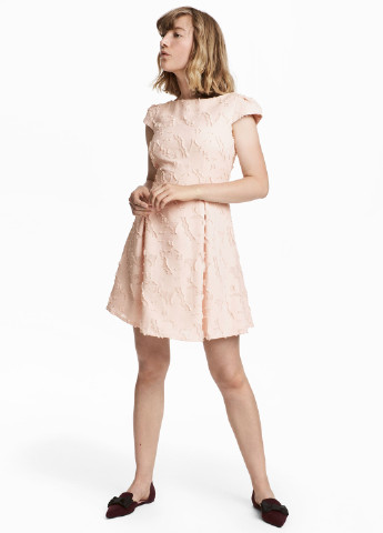 Пудрова кежуал плаття, сукня кльош H&M однотонна