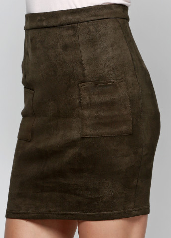 Оливковая (хаки) кэжуал однотонная юбка Ravol мини