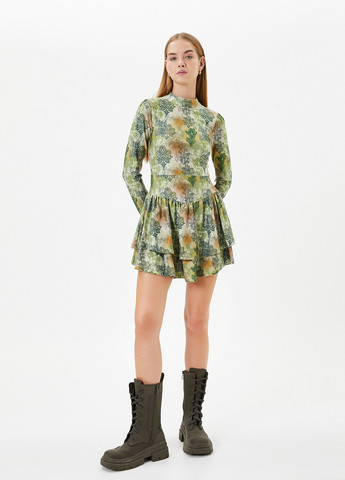 Зеленое кэжуал платье KOTON с рисунком