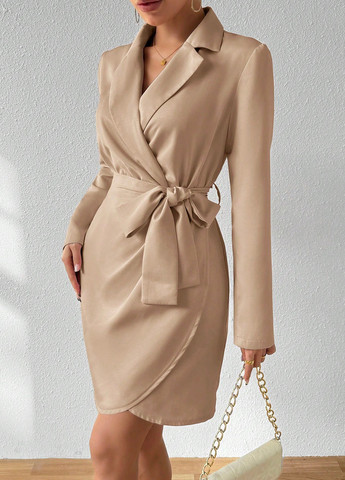 Пудровое деловое платье платье-жакет SHEIN однотонное