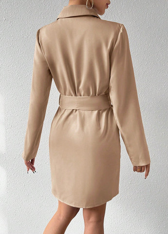 Пудровое деловое платье платье-жакет SHEIN однотонное
