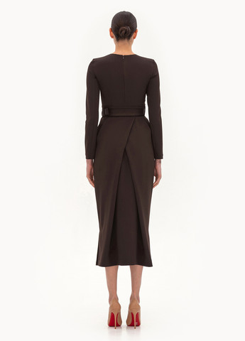 Темно-коричнева ділова сукня футляр BGL однотонна