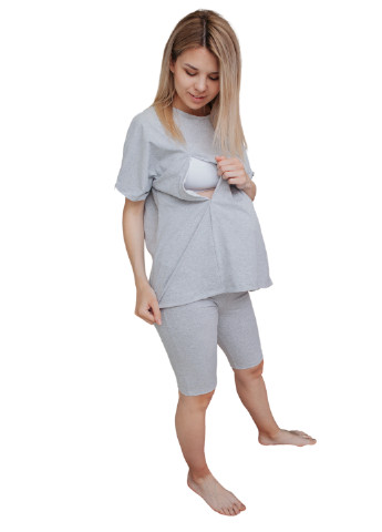 Футболка для беременных оверсайз з сектором для кормления HN - (230455327)