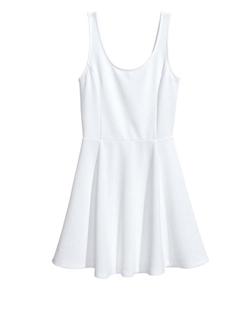 Білий кежуал сукня з спідницею-сонце H&M однотонна