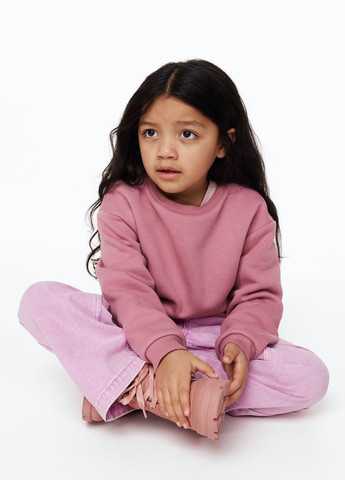 H&M свiтшот однотонний рожевий кежуал бавовна