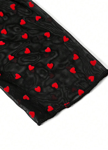 Черное кэжуал платье а-силуэт SHEIN сердечки