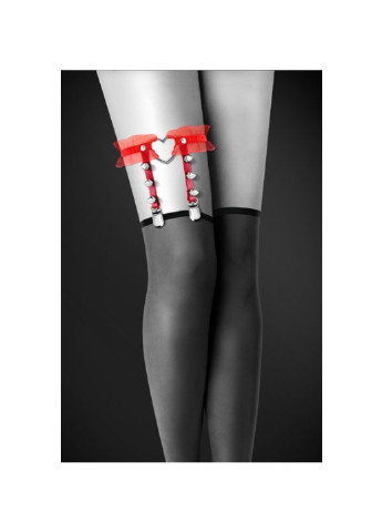 Гартер на ногу - WITH HEART AND SPIKES Red, сексуальная подвязка с сердечком Bijoux Pour Toi (252176621)
