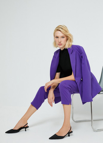 Фиолетовые классические демисезонные прямые, укороченные брюки KOTON