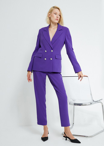 Фиолетовые классические демисезонные прямые, укороченные брюки KOTON