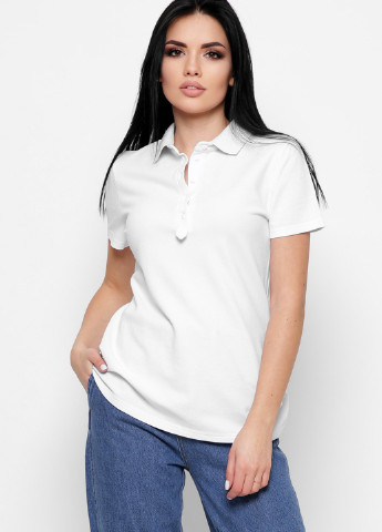 Белая женская футболка-поло CRC однотонная